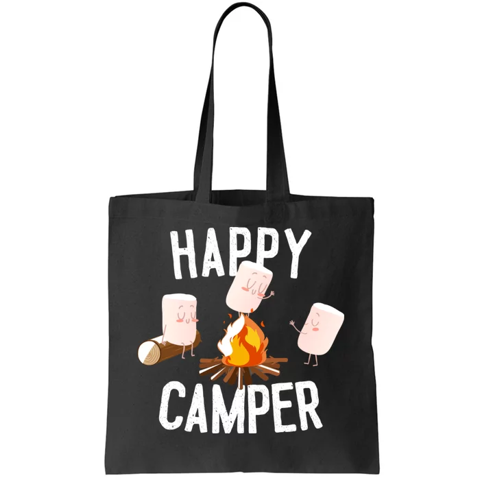 Happy Camper Funny Happy Marshmallow Camper Cute Tote Bag