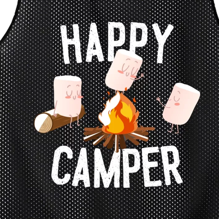 Happy Camper Funny Happy Marshmallow Camper Cute Mesh Reversible Basketball Jersey Tank