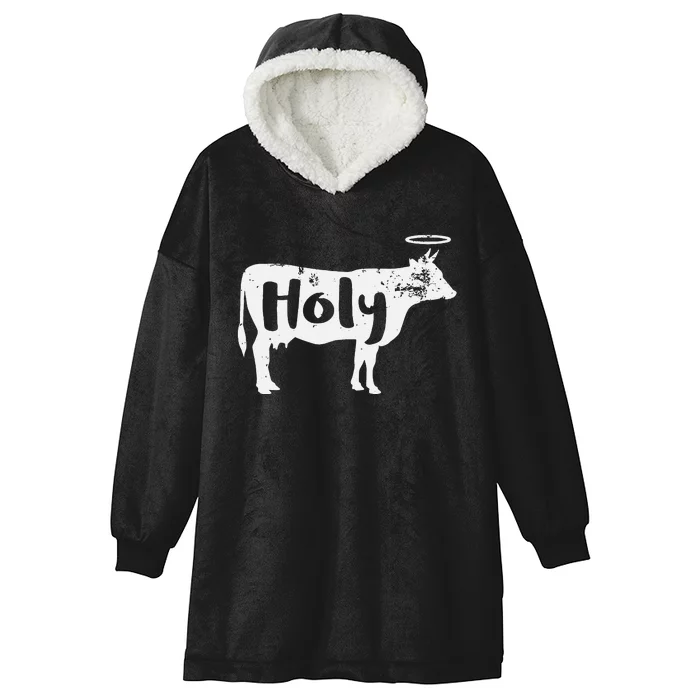 Holy Cow Funny Dairy Farmer Midwest Pride Hooded Wearable Blanket