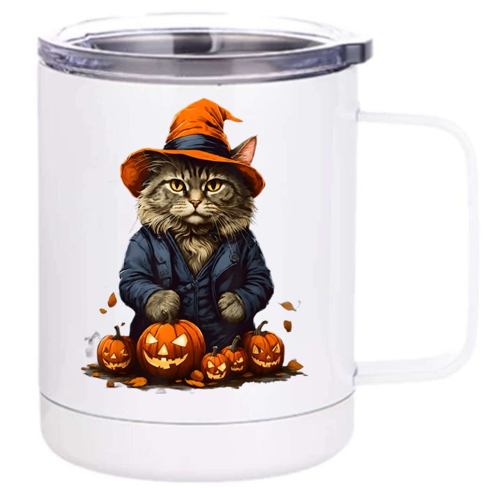 Halloween Cats Funny Cat Halloween Front & Back 12oz Stainless Steel Tumbler Cup