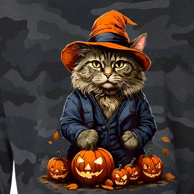 Halloween Cats Funny Cat Halloween Cropped Pullover Crew