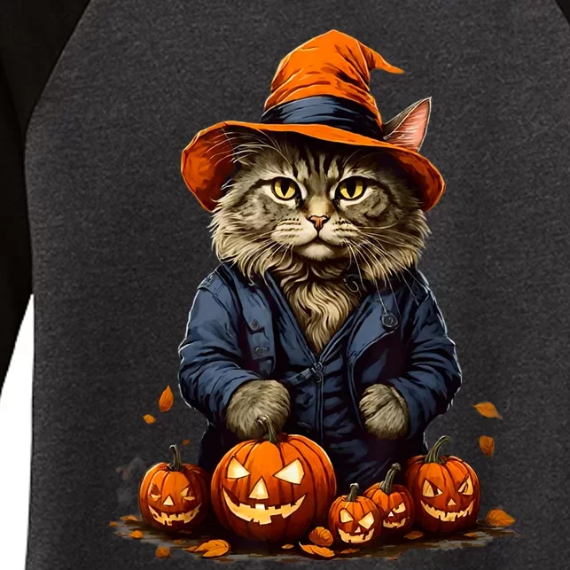 Halloween Cats Funny Cat Halloween Women's Tri-Blend 3/4-Sleeve Raglan Shirt