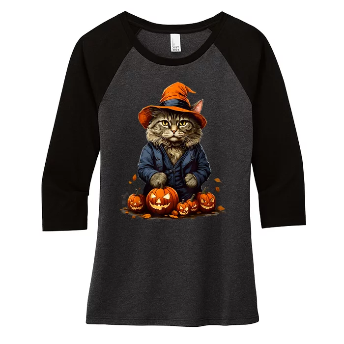 Halloween Cats Funny Cat Halloween Women's Tri-Blend 3/4-Sleeve Raglan Shirt