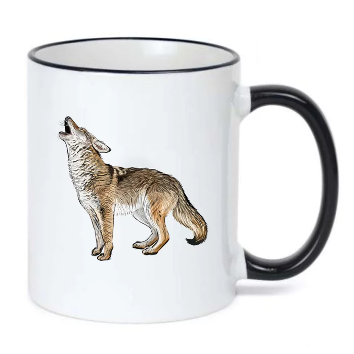 Howling Coyote Funny Coyote Hunting Black Color Changing Mug