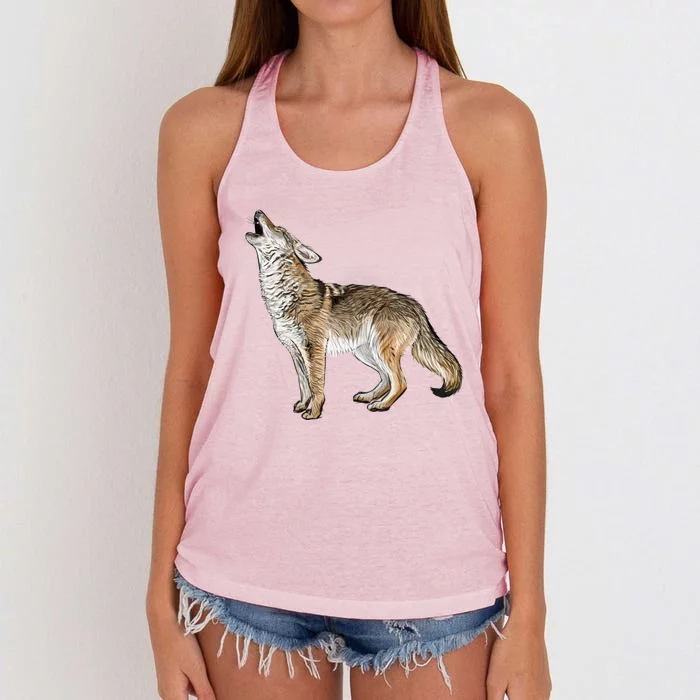 Howling Coyote Funny Coyote Hunting Women's Knotted Racerback Tank