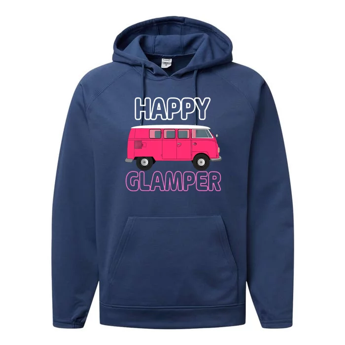 Happy Clamper Funny Camp Camper Camping Graphic Performance Fleece Hoodie