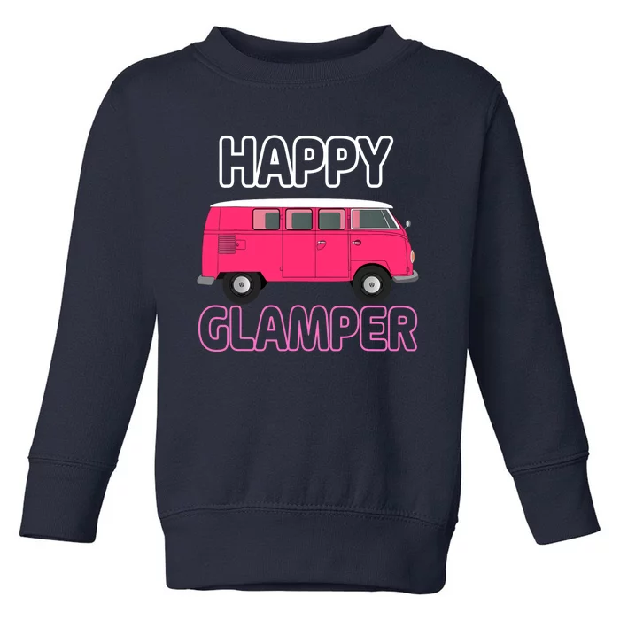 Happy Clamper Funny Camp Camper Camping Graphic Toddler Sweatshirt