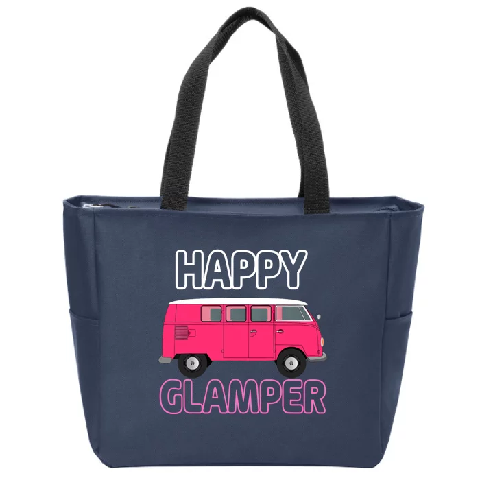 Happy Clamper Funny Camp Camper Camping Graphic Zip Tote Bag