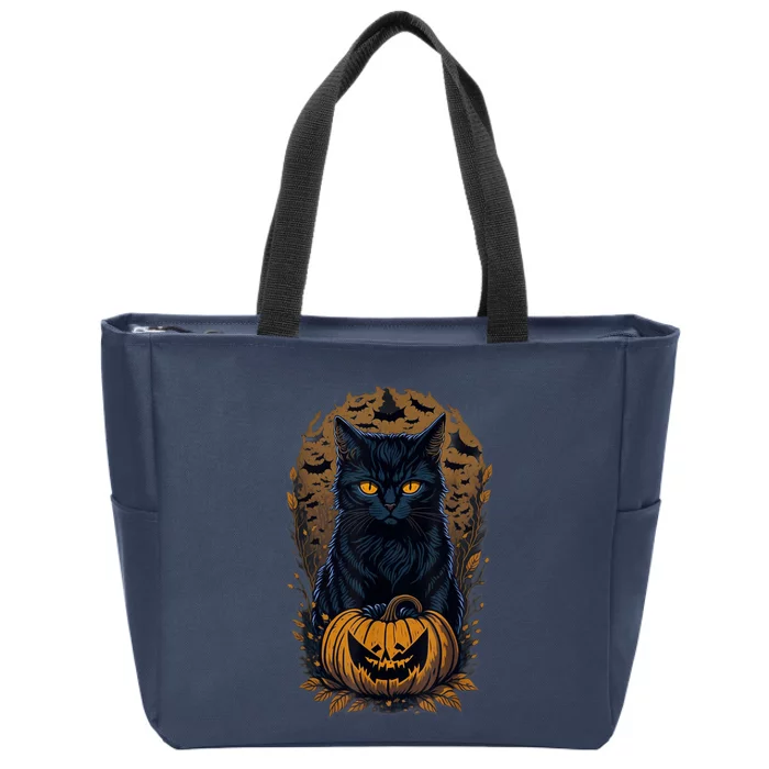 Halloween Cats Funny Cat Halloween Zip Tote Bag