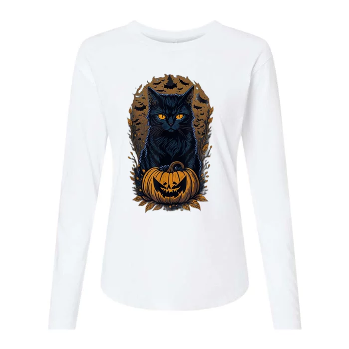 Halloween Cats Funny Cat Halloween Womens Cotton Relaxed Long Sleeve T-Shirt