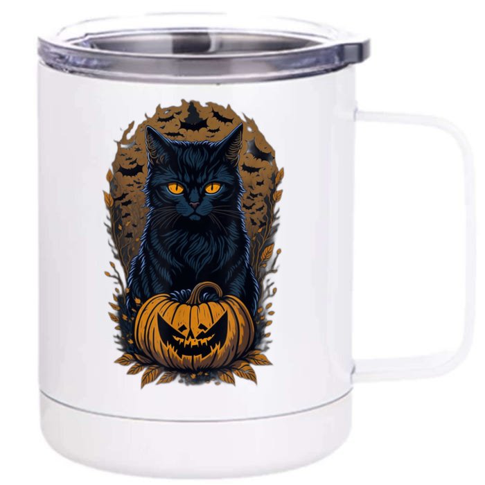 Halloween Cats Funny Cat Halloween Front & Back 12oz Stainless Steel Tumbler Cup