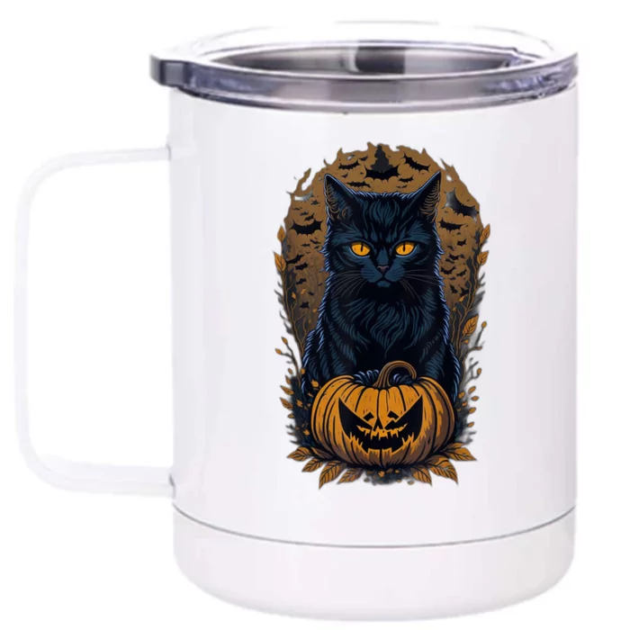 Halloween Cats Funny Cat Halloween Front & Back 12oz Stainless Steel Tumbler Cup