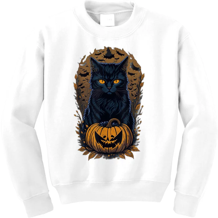 Halloween Cats Funny Cat Halloween Kids Sweatshirt