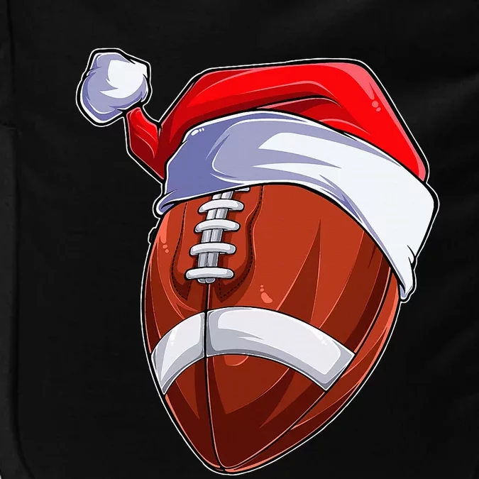 Hilarious Christmas Football Ball with Santa Hat Festive Sports Gift Impact Tech Backpack