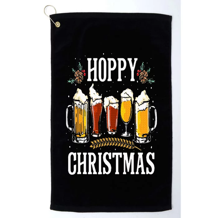 Hoppy Christmas Funny Merry Christmas Beer Lover Pajamas Platinum Collection Golf Towel