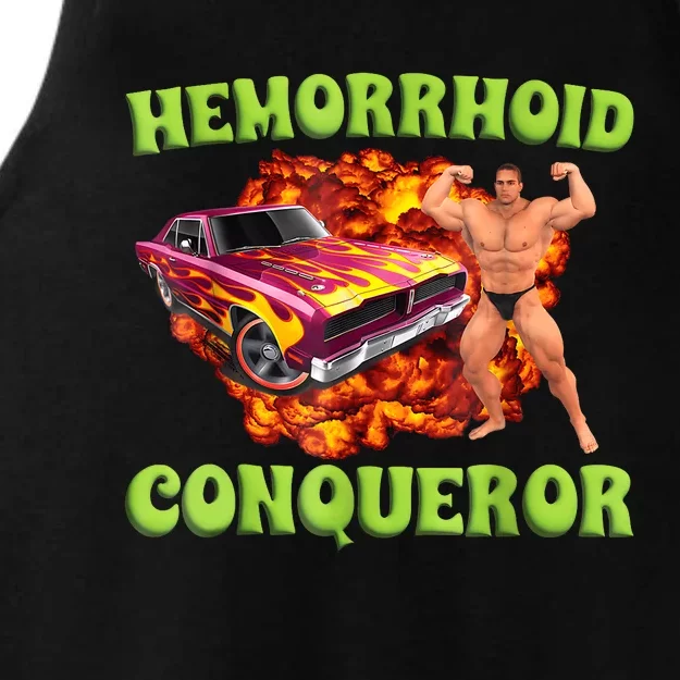 Hemorrhoid Conqueror Funny Meme Weird Offensive Cringe Joke Ladies Tri-Blend Wicking Tank