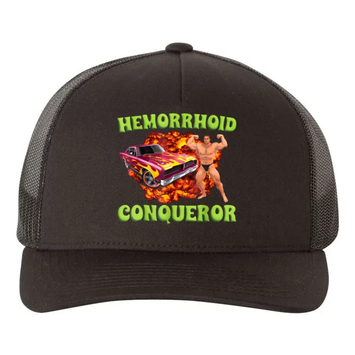 Hemorrhoid Conqueror Funny Meme Weird Offensive Cringe Joke Yupoong Adult 5-Panel Trucker Hat