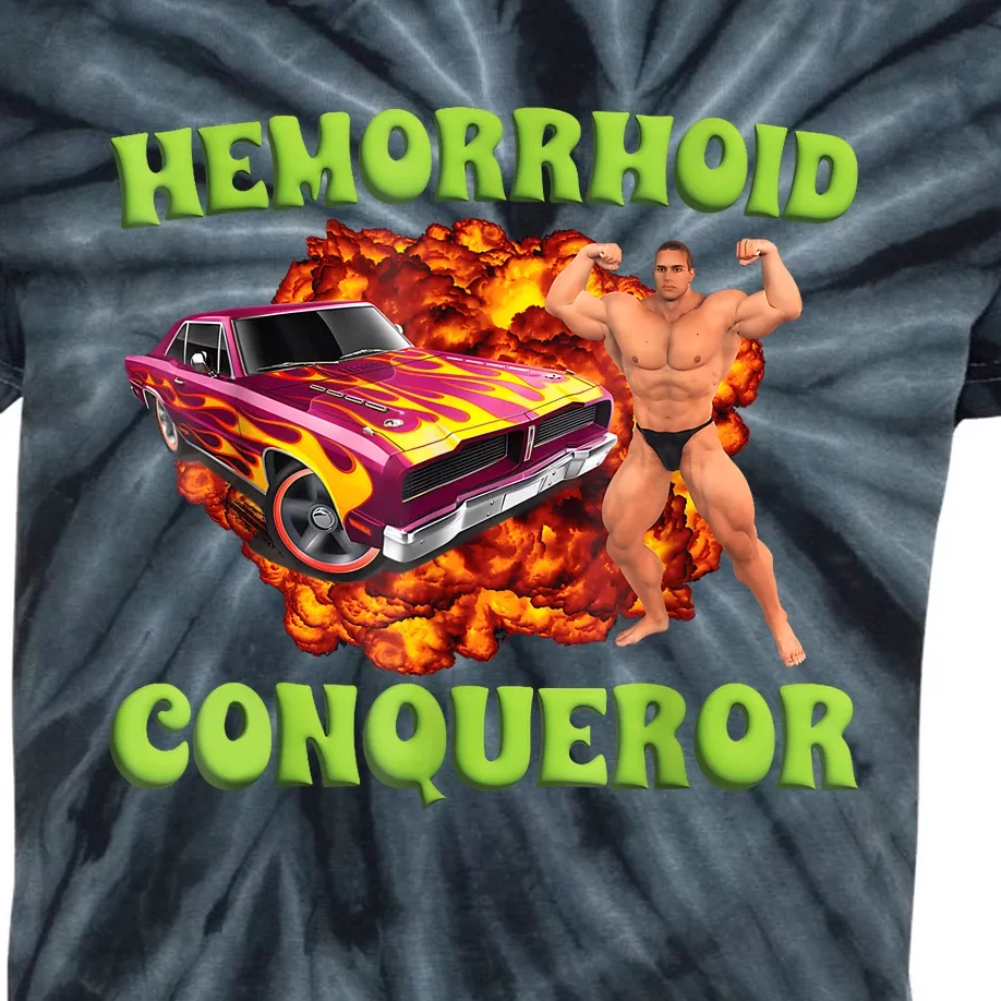 Hemorrhoid Conqueror Funny Meme Weird Offensive Cringe Joke Kids Tie-Dye T-Shirt