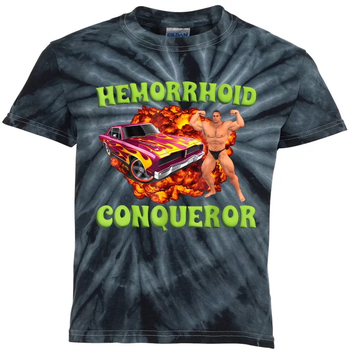 Hemorrhoid Conqueror Funny Meme Weird Offensive Cringe Joke Kids Tie-Dye T-Shirt