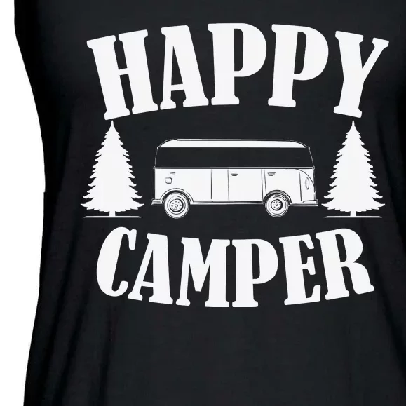 Happy Camper Funny Camping Meme Vintage Ladies Essential Flowy Tank