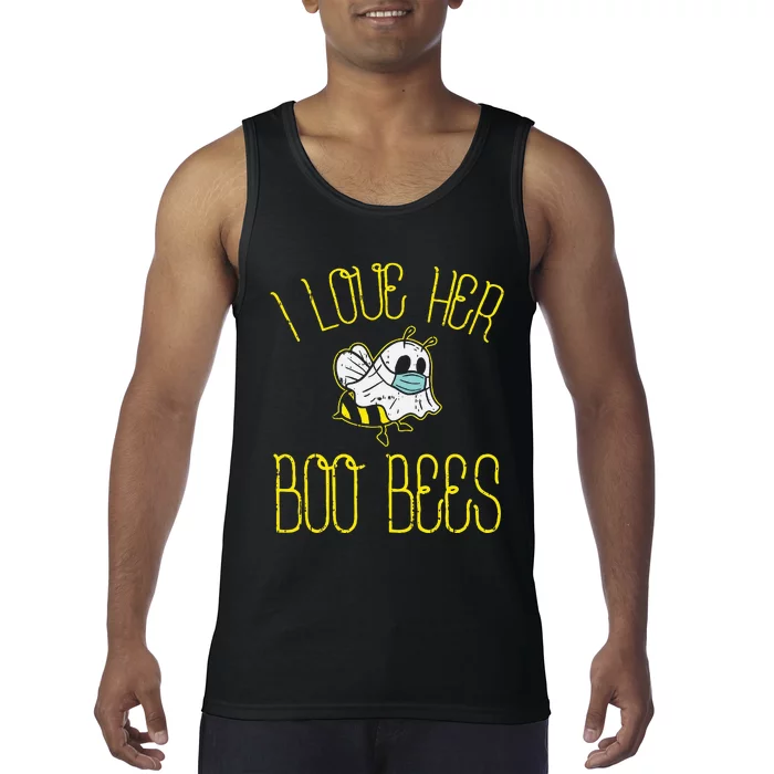 Halloween Couple Face Mask Set Boo Bees Design Tank Top