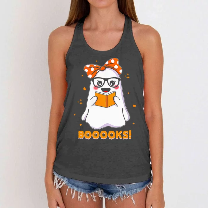 Halloween Costume for Book Lovers Ghostly Reading Attire Women's Knotted Racerback Tank