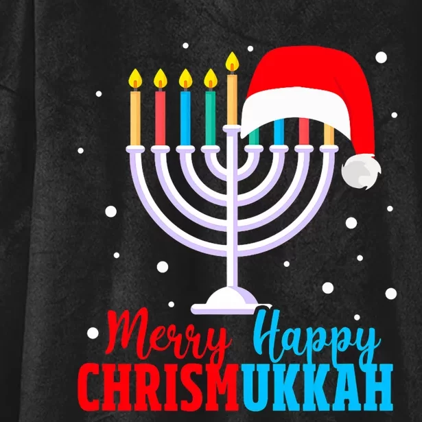 Hanukkah Christmas Funny Merry Happy Chrismukkah Jewish Hooded Wearable Blanket