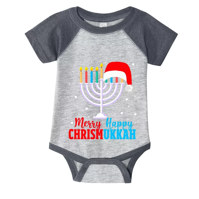 Hanukkah Christmas Funny Merry Happy Chrismukkah Jewish Infant Baby Jersey Bodysuit