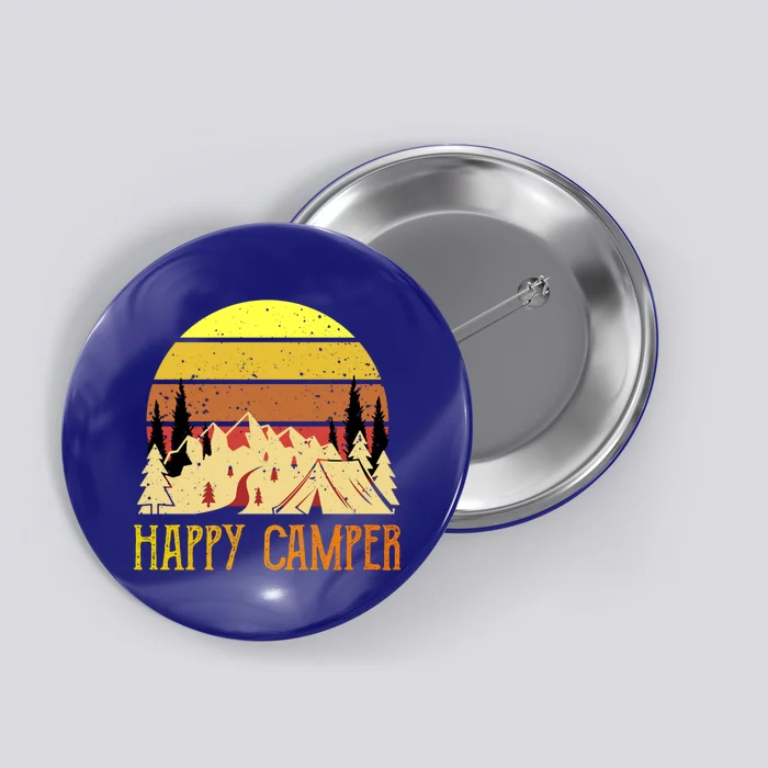 Happy Camper Funny Camping Gift Button