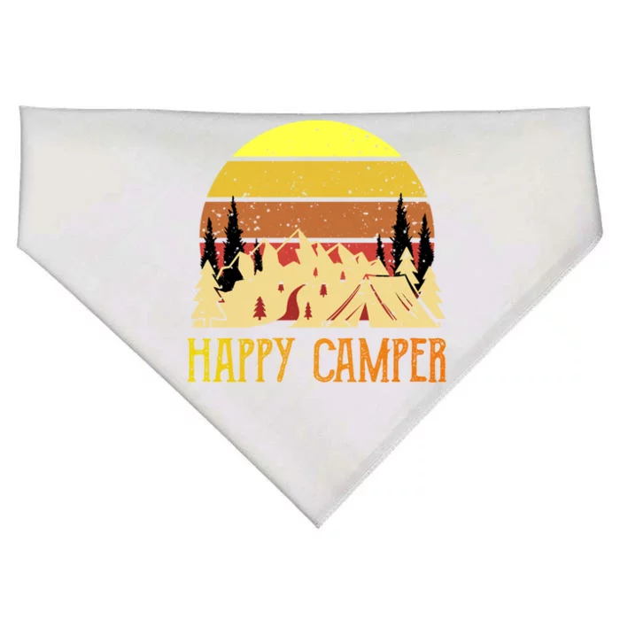 Happy Camper Funny Camping Gift USA-Made Doggie Bandana