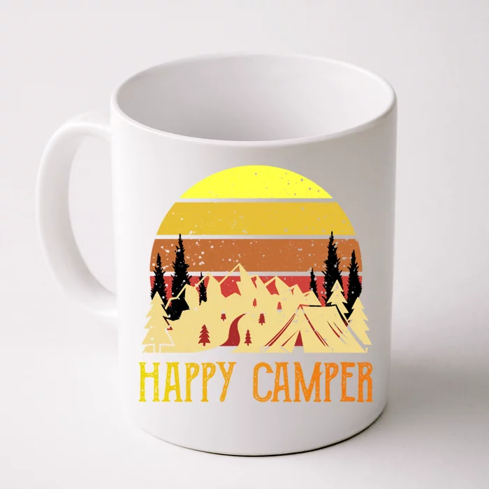 Happy Camper Funny Camping Gift Front & Back Coffee Mug