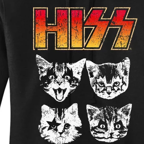 HISS Cat Funny Cats Kittens Rock Music Cat Lover Hiss Women's Pullover Hoodie