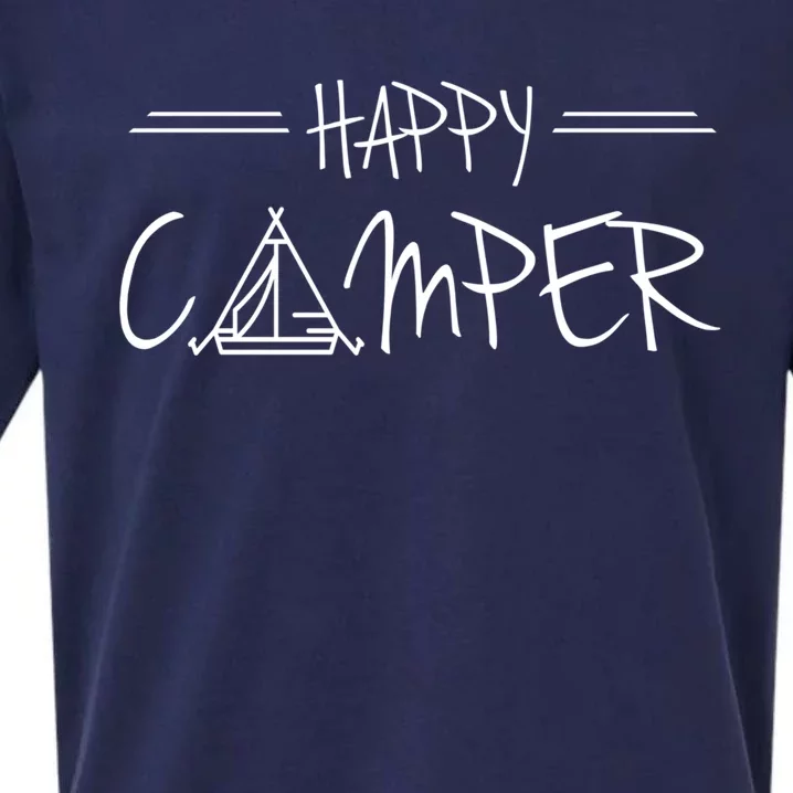 Happy Camper Funny Gift Sueded Cloud Jersey T-Shirt