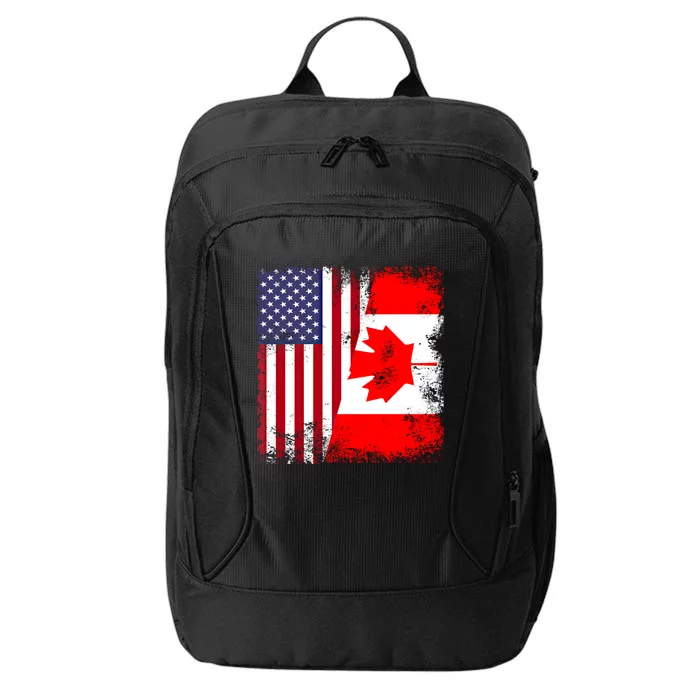 Half Canadian Flag Vintage Canada Usa Gift Great Gift City Backpack