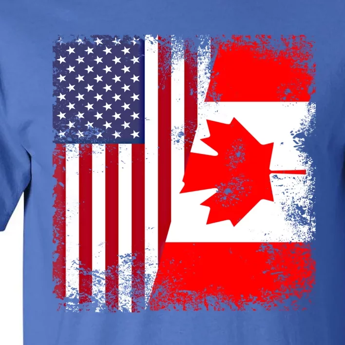 Half Canadian Flag Vintage Canada Usa Gift Great Gift Tall T-Shirt