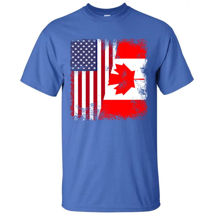 Half Canadian Flag Vintage Canada Usa Gift Great Gift Tall T-Shirt