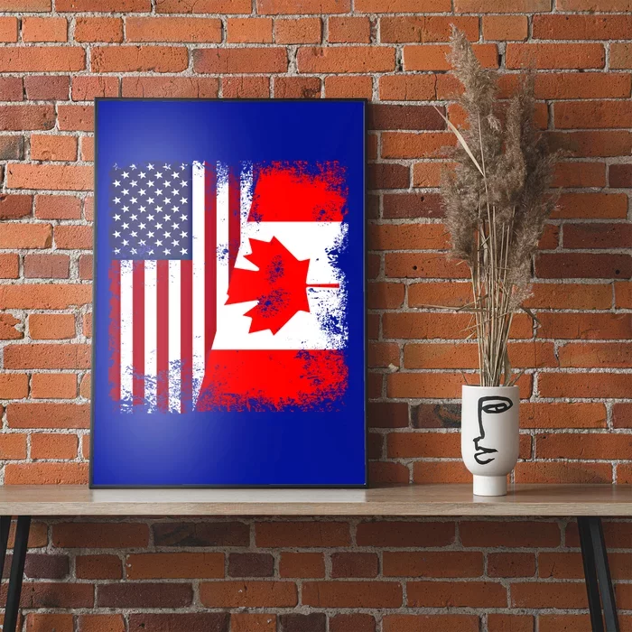 Half Canadian Flag Vintage Canada Usa Gift Great Gift Poster