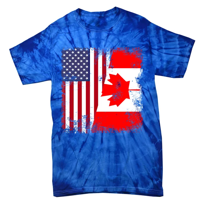 Half Canadian Flag Vintage Canada Usa Gift Great Gift Tie-Dye T-Shirt