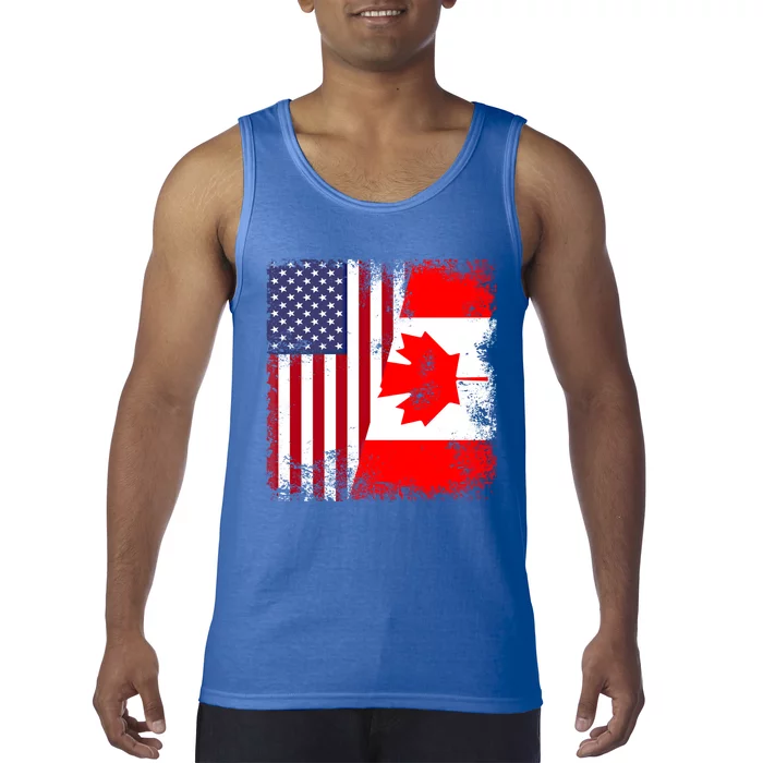 Half Canadian Flag Vintage Canada Usa Gift Great Gift Tank Top