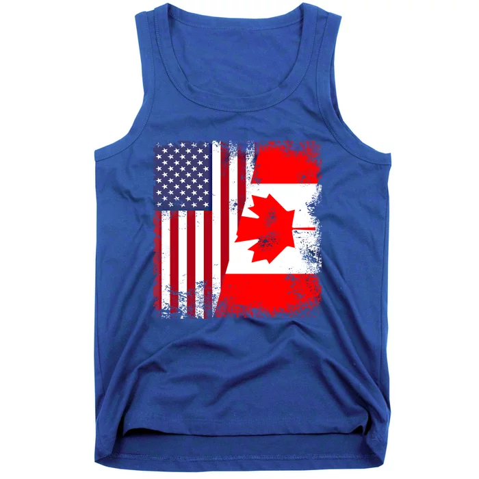 Half Canadian Flag Vintage Canada Usa Gift Great Gift Tank Top