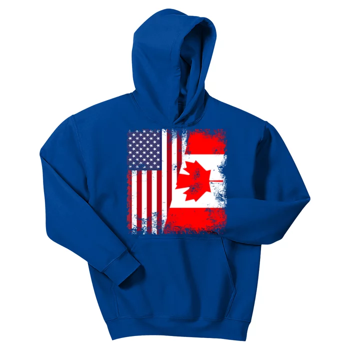 Half Canadian Flag Vintage Canada Usa Gift Great Gift Kids Hoodie