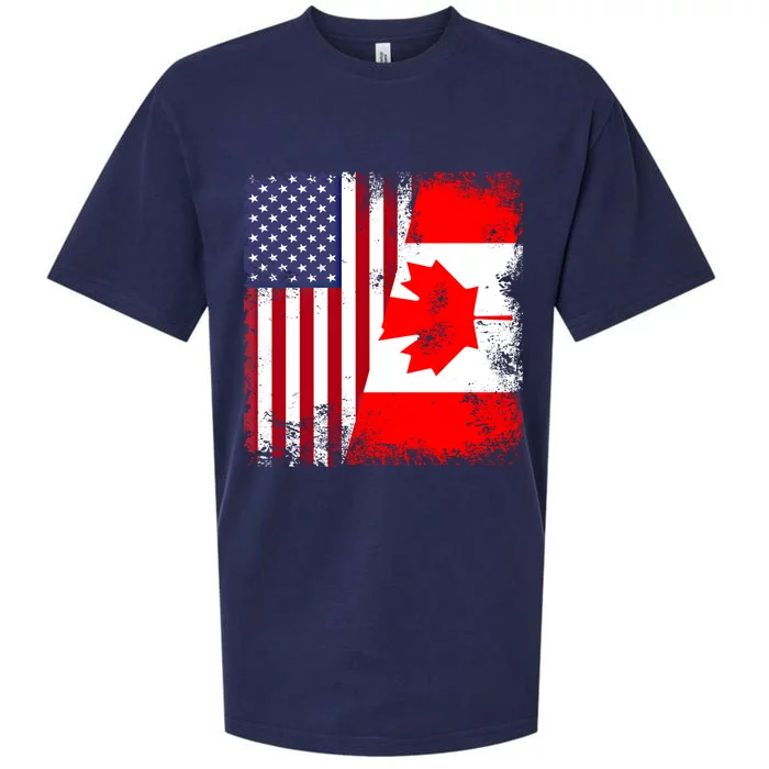 Half Canadian Flag Vintage Canada Usa Gift Great Gift Sueded Cloud Jersey T-Shirt