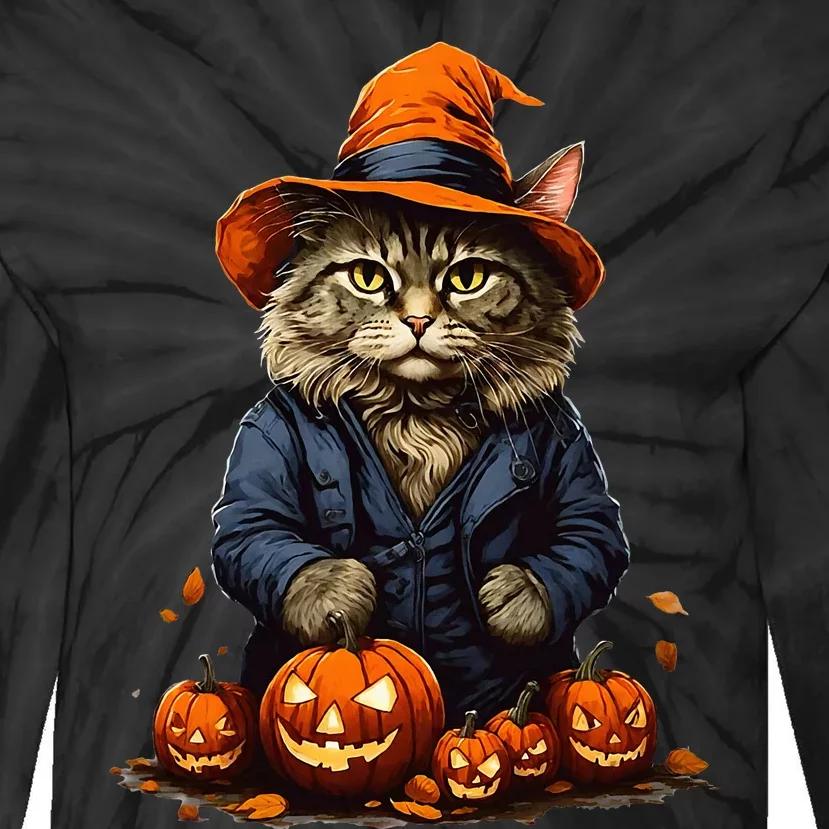 Halloween cats funny cat Halloween Tie-Dye Long Sleeve Shirt