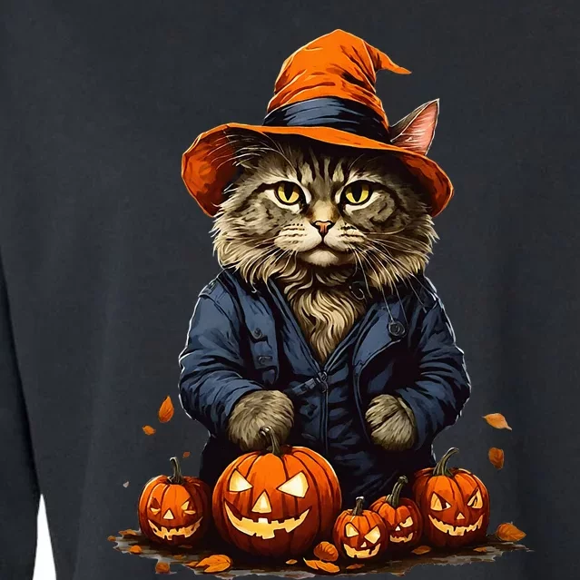 Halloween cats funny cat Halloween Cropped Pullover Crew