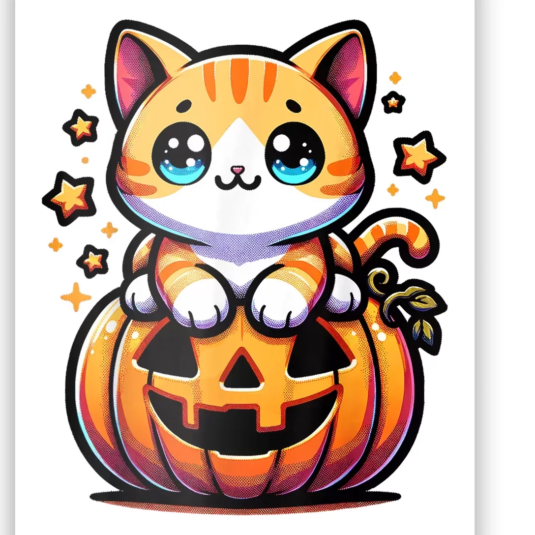 Halloween Cat Funny Fall Pumpkin Cat Lover Cute Poster