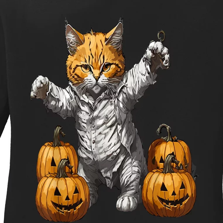 Halloween Cats Funny Cat Halloween Ladies Long Sleeve Shirt