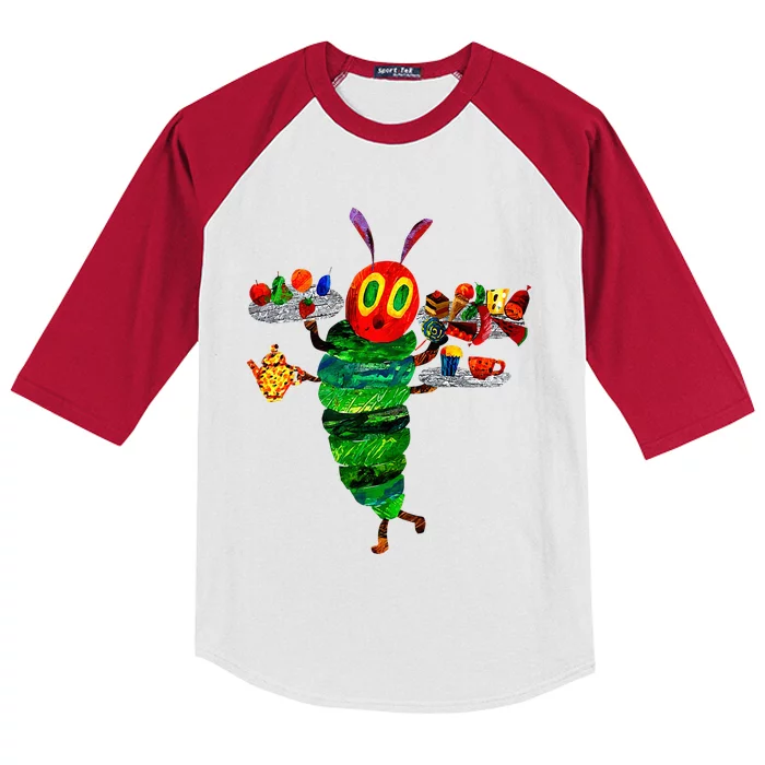 Hungry Caterpillar Funny Reading Book Kids Colorblock Raglan Jersey