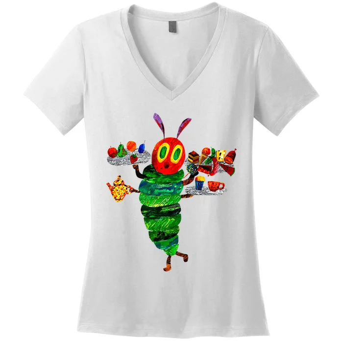 Hungry Caterpillar Funny Reading Book Women's V-Neck T-Shirt