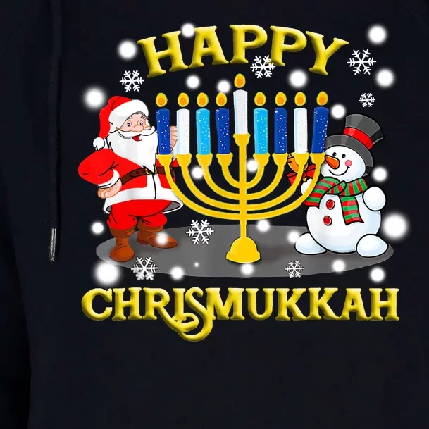 Happy Chrismukkah Funny Hanukkah Christmas Jewish Holiday Womens Funnel Neck Pullover Hood