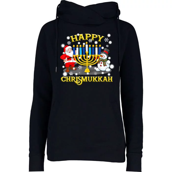 Happy Chrismukkah Funny Hanukkah Christmas Jewish Holiday Womens Funnel Neck Pullover Hood